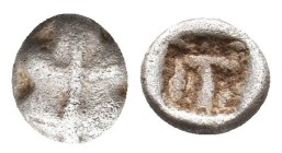CARIA. Rhodes. Kamiros. (Circa 500-460 BC). AR Hemiobol
Obv: Fig leaf, seen from above.
Rev: Square incuse punch.
SNG Keckman 340.
Condition: VF....