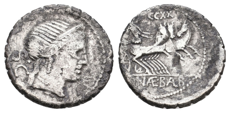 C. NAEVIUS BALBUS, 79 BC. AR, Denarius. Serrate.
Obv: Diademed head of Venus ri...
