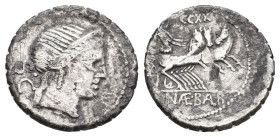 C. NAEVIUS BALBUS, 79 BC. AR, Denarius. Serrate.
Obv: Diademed head of Venus right; S•C behind.
Rev: C NAE BAB.
Victory driving galloping triga rig...