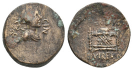 M. FERIDIUS, 40 BC AE. Uncertain mint in Cilicia?, colony.
Obv: CO·IVL·CIN (sic).
Draped bust of Mercury with caduceus, right.
Rev: FERIDIVS IIVIR ...