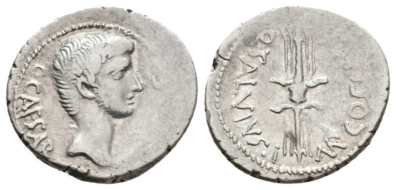 OCTAVIAN, 40 BC. AR, Denarius. Military mint traveling with Octavian in Italy.
...