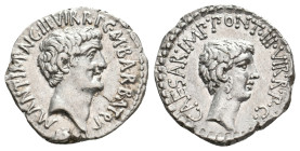 MARK ANTONY & OCTAVIAN, 41 BC. AR, Denarius. M. Barbatius Pollio, quaestor pro praetore. Ephesus.
Obv: M ANT IMP AVG III VIR R P C M BARBAT Q P.
Bar...