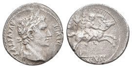 AUGUSTUS, 27 BC-14 AD. AR, Denarius. Lugdunum.
Obv: AVGVSTVS DIVI F.
Laureate head of Augustus, right.
Rev: C CAES AVGVS F.
Gaius Caesar riding ho...