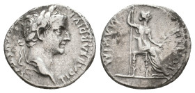 TIBERIUS, 14-37 AD. AR, Denarius. "Tribute Penny" type. Lugdunum.
Obv: TI CAESAR DIVI AVG F AVGVSTVS.
Laureate head head of Tiberius, right.
Rev: P...