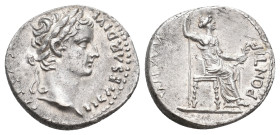 TIBERIUS, 14-37 AD. AR, Denarius. "Tribute Penny" type. Lugdunum.
Obv: TI CAESAR DIVI AVG F AVGVSTVS.
Laureate head of Tiberius, right.
Rev: PONTIF...
