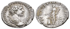 TRAJAN, 98-117 AD. AR, Denarius. Rome.
Obv: IMP TRAIANO AVG GER DAC P M TR P COS V P P.
Laureate, draped and cuirassed bust of Trajan, right.
Rev: ...