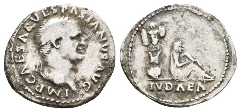 VESPASIAN, 69-79 AD. AR, Denarius. Rome. "Judaea Capta" issue.
Obv: IMP CAESAR ...