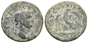 TITUS as Caesar, 69-79 AD. Asia Minor, Uncertain. AE.
Obv: T CAESAR IMPER PONT.
Laureate head of Titus, right.
Rev: TR POT COS VI CENSOR / S - C.
...