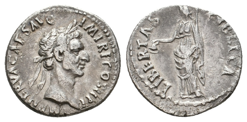 NERVA, 96-98 AD. AR, Denarius. Rome.
Obv: IMP NERVA CAES AVG P M TR P COS II PP...