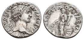 TRAJAN, 98-117 AD. AR, Denarius. Rome.
Obv: IMP TRAIANO AVG GER DAC P M TR P COS V P P.
Laureate, draped and cuirassed bust of Trajan, right.
Rev: ...
