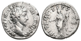 MARCUS AURELIUS, 161-180 AD. AR, Denarius. Rome.
Obv: IMP M AVREL ANTONINVS AVG.
Laureate bust of Marcus Aurelius.
Rev: FEL TEMP TR P XV COS III.
...