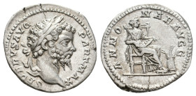 SEPTIMIUS SEVERUS, 193-211 AD. AR, Denarius. Rome.
Obv: SEVERVS AVG PART MAX.
Laureate head of Septimius Severus, right.
Rev: ANNONAE AVGG.
Annona...