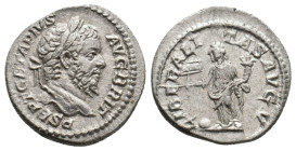 GETA, 209-211 AD. AR, Denarius. Rome.
Obv: P SEPT GETA PIVS AVG BRIT.
Laureate head of Geta, right.
Rev: LIBERALITAS AVG V.
Liberalitas, draped, s...