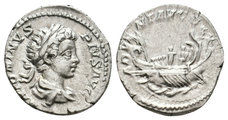 CARACALLA, 197-217 AD. AR, Denarius. Rome.
Obv: ANTONINVS PIVS AVG.
Laureate a...