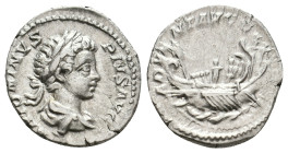CARACALLA, 197-217 AD. AR, Denarius. Rome.
Obv: ANTONINVS PIVS AVG.
Laureate and draped bust of Caracalla, right.
Rev: ADVENT AVGG.
Galley left.
...