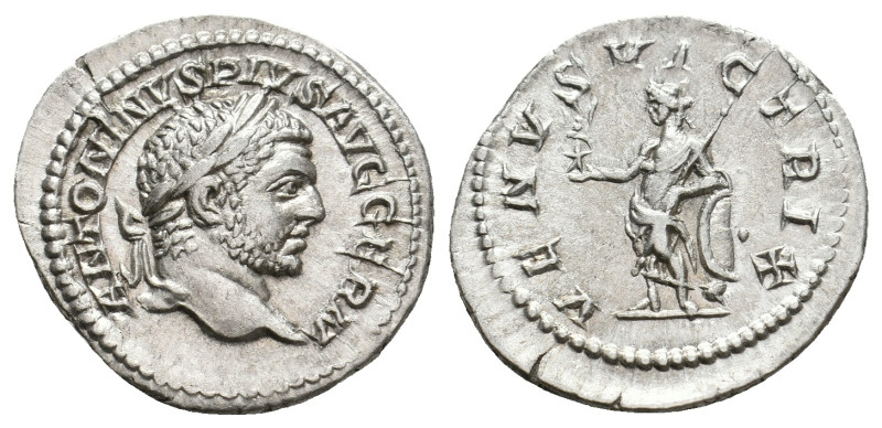CARACALLA, 197-217 AD. AR, Denarius. Rome.
Obv: ANTONINVS PIVS AVG GERM.
Laure...