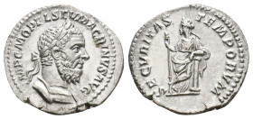 MACRINUS, 217-218 AD. AR, Denarius. Rome.
Obv: IMP C M OPEL SEV MACRINVS AVG.
Laureate and cuirassed bust of Macrinus, right.
Rev: SECVRITAS TEMPOR...