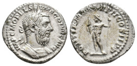 MACRINUS, 217-218 AD. AR, Denarius. Rome.
Obv: IMP C M OPEL SEV MACRINVS AVG.
Laureate and cuirassed bust of Macrinus, right.
Rev: PONTIF MAX TR P ...