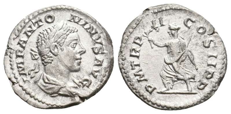 ELAGABALUS, 218-222 AD. AR, Denarius. Rome.
Obv: IMP ANTONINVS AVG.
Laureate a...