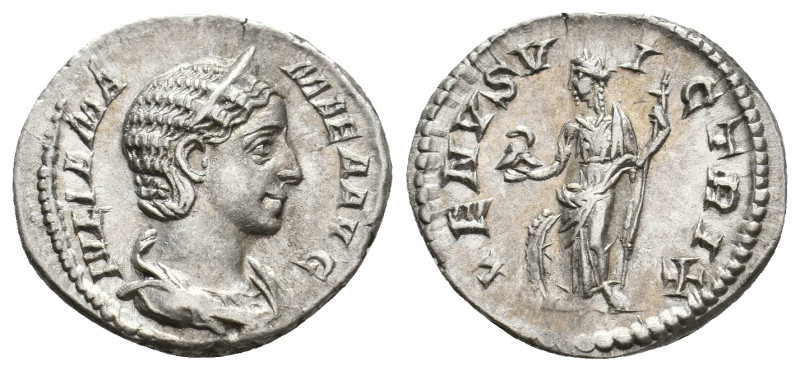 JULIA MAMAEA Augusta, 222-235 AD. AR, Denarius. Rome.
Obv: IVLIA MAMAEA AVG.
D...