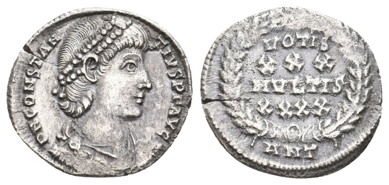 CONSTANTIUS II, 337-361 AD. Siliqua. Antioch.
Obv: D N CONSTANTIVS P F AVG.
Di...