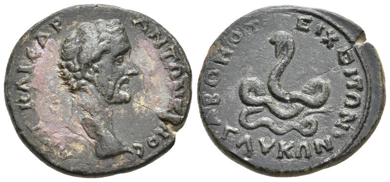 PAPHLAGONIA, Ionopolis Abonoteichos. Antoninus Pius, 138-161 AD. AE.
Obv: ΑVΤ Κ...