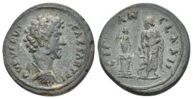 PAPHLAGONIA. Sinope. Marcus Aurelius, Caesar, c. 147-161 AD. AE.
Obv: AVR VERVS CAESAR.
Bare headed, draped bust of Marcus Aurelius (short beard), r...