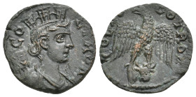 TROAS, Alexandreia. Pseudo-autonomous, Time of Gallienus (260-268). AE.
Obv: COL TRO AV.
Turreted and draped bust of Tyche right; vexillum to left....