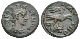 TROAS, Alexandria. Pseudo-autonomous. Time of Gallienus, 260-268 AD. AE, As.
Obv: COL TRO.
Turreted and draped bust of Tyche right; vexillum to left...