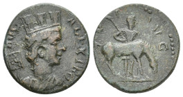TROAS, Alexandria. Pseudo-autonomous, Time of Gallus and/or Valerian. AE.
Obv: AVG ALEX TRO.
Draped bust of Tyche, right; behind her, vexillum inscr...