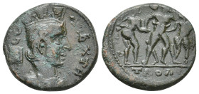 Rare Reverse With Tyche

TROAS, Alexandria. Pseudo-autonomous, Time of Gallus and/or Valerian. AE.
Obv: CO ALEX TR.
Draped bust of Tyche, right; b...