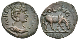 TROAS, Alexandria. Salonina Augusta, 254-268 AD. AE.
Obv: AVR CORN SALONINA.
Diademed and draped bust of Salonina, right.
Rev: COL AVG, TROA.
Hors...