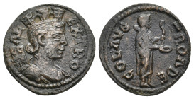 TROAS, Alexandria. Pseudo-autonomous, Mid 3rd century AD. AE, As.
Obv: ALEXA TRO.
Turreted and draped bust of Tyche right; vexillum to left.
Rev: C...