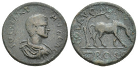 TROAS, Alexandria. Maximinus I, 235-238 AD. AE.
Obv: IVL MAXIMVS CAE[…].
Bare-headed, draped and cuirassed bust of Maximus, right.
Rev: COL AVG TRO...