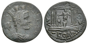 TROAS, Alexandria. Pseudo-autonomous, Time of Trebonianus Gallus (251-253 AD). AE, As.
Obv: ALEX TRO.
Draped bust of Tyche, right; behind her, vexil...