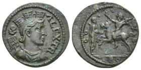TROAS, Alexandria Troas. Pseudo-autonomous, Circa 138-268. AE.
Obv: CO ALEX TR.
Draped bust of Tyche right, wearing mural crown; CO AV on banner to ...