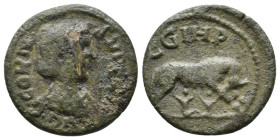 MYSIA, Parium. Cornelia Supera, 253 AD.
Obv: G CORN SVPERA AVG.
Diademed and draped bust of Cornelia Supera, right: wearing stephane.
Rev: C G I H ...