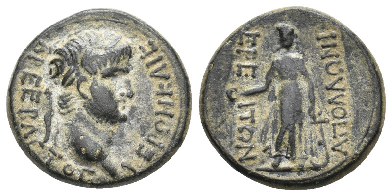 LYDIA, Apollonoshieron. Nero, 54-68 AD. AE.
Obv: NEPΩN KAIΣAP ΣEBAΣTOΣ.
Laurea...