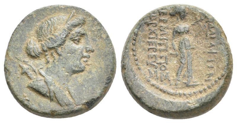 LYDIA. Philadelphia. 2nd-1st century BC. AE.
Obv: Diademed and draped bust of A...