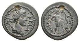 LYDIA, Philadelphia. Pseudo-autonomous (2nd-3rd centuries). AE.
Obv: ΦΙΛAΔЄΛ. Draped bust of Artemis right, with quiver over shoulder.
Rev: ΦΙΛAΔЄΛΦ...