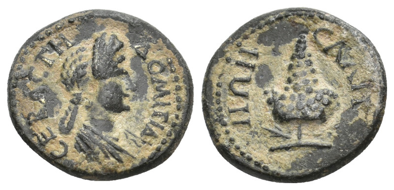 LYDIA, Sala. Domitia, 82-96 AD. AE.
Obv: ΔΟΜΙΤΙΑ ϹƐΒΑϹΤΗ. Draped bust of Domiti...