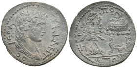 LYDIA, Tripolis. Pseudo-autonomous. Time of Elagabalus to Gallienus, 218-268 AD. AE.
Obv: ΙƐΡΑ ϹΥΝΚΛΗΤΟϹ.
Draped bust of the Senate, right.
Reve: Τ...