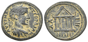 PHRYGIA, Alia. Gordian III, 238-244 AD. AE.
Obv: ΑΥΤ Κ Μ ΑΝΤ ΓΟΡΔΙΑΝΟϹ.
Laureate, draped and cuirassed bust of Gordian, right.
Rev: AΛIHNΩN.
Tetra...