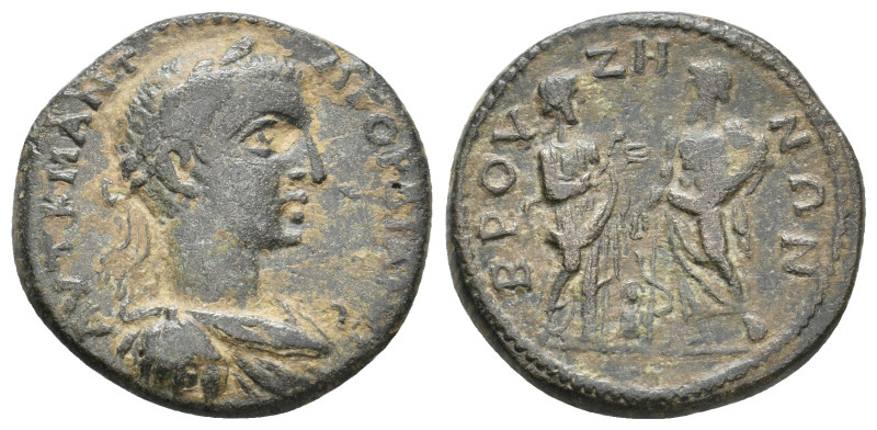 PHRYGIA, Bruzus. Gordian III, 238-244 AD. AE.
Obv: ΑΥΤ Κ Μ ΑΝΤΩ ΓΟΡΔΙΑΝΟϹ. Laur...