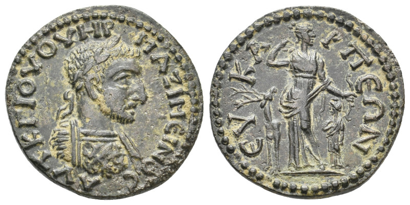 PHRYGIA. Eucarpea. Maximus I, 235-238 AD. AE.
Obv: ΑΥΤ Κ Γ ΙΟΥ ΟΥΗΡ ΜΑΞΙΜƐΙΝΟϹ....