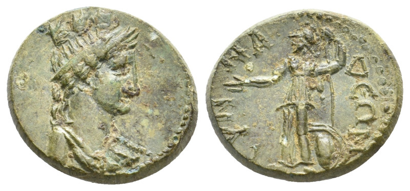 PHRYGIA, Synnada. Pseudo-autonomous, Circa 1st century BC. AE.
Obv: Turreted an...