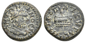 GALATIA, Ancyra. Caracalla, 198-217 AD. AE.
Obv: ANTΩNINΩC.
Laureate head of Caracalla, right.
Rev. MHTΡOΠ ANKYΡAC.
Prize crown with one palm bran...