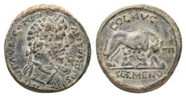 GALATIA, Germa. Commodus, 184–190 AD. AE.
Obv: IMP M AVR COM ANTONINVS.
Laureate-headed bust of Commodus wearing cuirass, r.
Rev: COL AVG F GERMENO...
