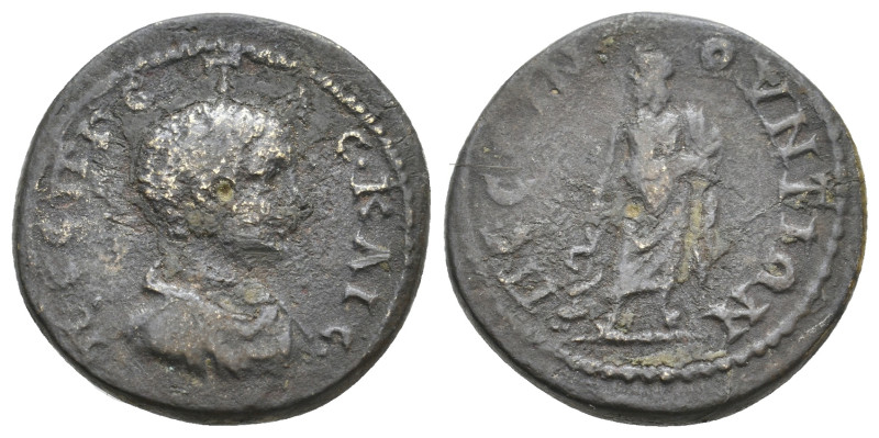 GALATIA. Pessinus. Geta, 198-209 AD. AE.
Obv: Π ϹЄΠ ΓЄΤΑϹ ΚΑΙϹ.
Bare-headed, d...