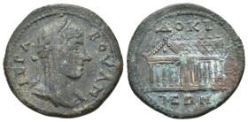 PHRYGIA, Docimeium. Pseudo-autonomous issue. Circa 3rd century AD. Æ
Obv. Laureate and veiled bust of Boule right
Rev. Temple with patera in pedimen...